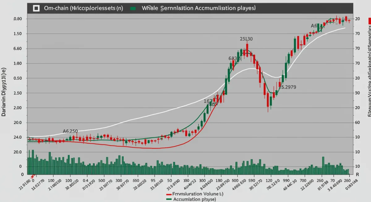 Altcoin on-chain metrics chart showing active addresses and transaction volume trends, indicating accumulation.