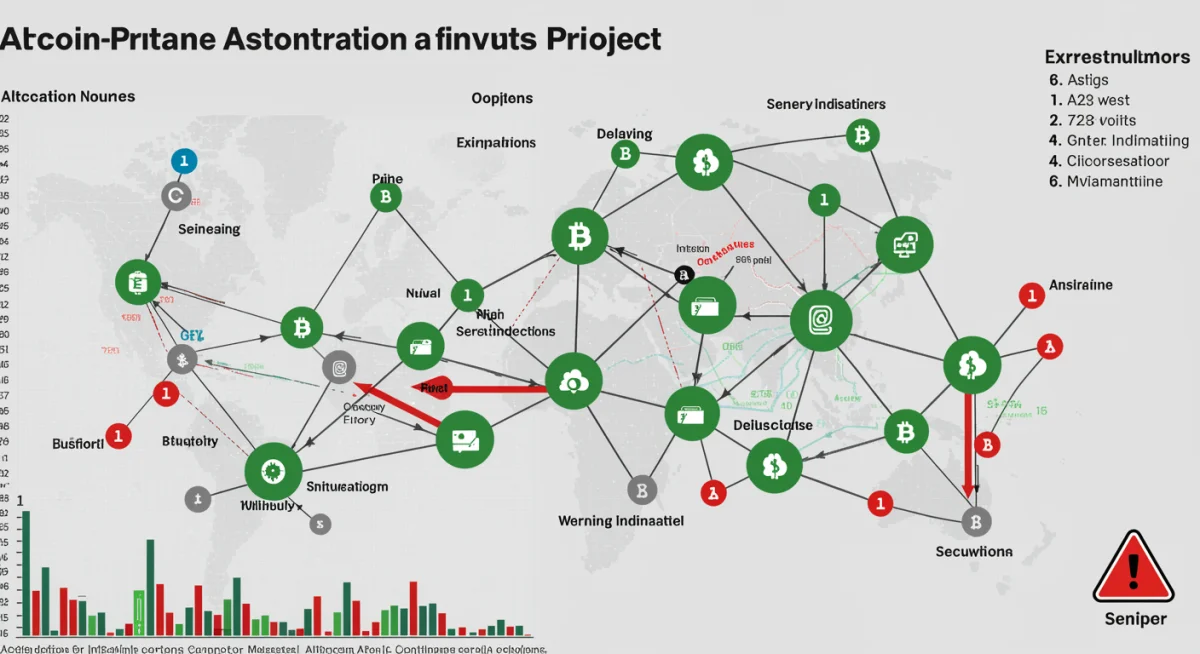Interconnected nodes showing positive and negative indicators for altcoin project evaluation.