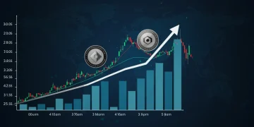 Chart illustrating two altcoins with 10% growth amidst a declining market, highlighting resilience and strong performance.