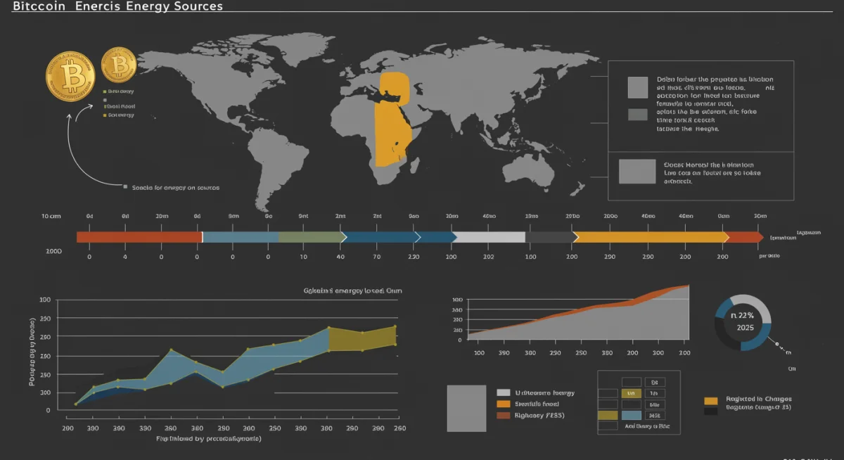 Infographic on Bitcoin energy sources and 2025 US regulatory timeline