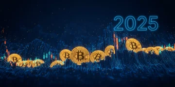 Bitcoin price chart showing post-halving volatility with 2025 highlighted