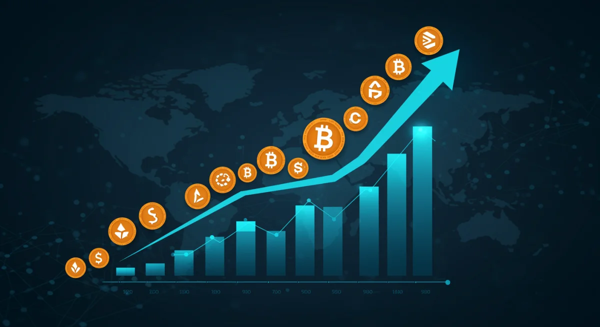 Infographic of crypto market growth and strategic altcoin investments.