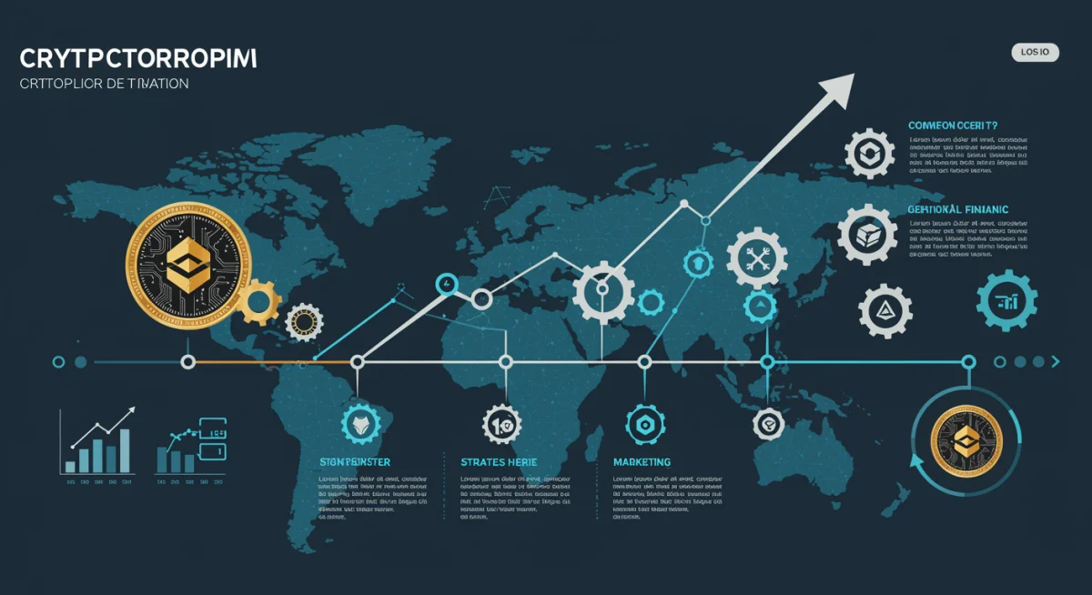 Infographic depicting a cryptocurrency project roadmap with milestones and progress