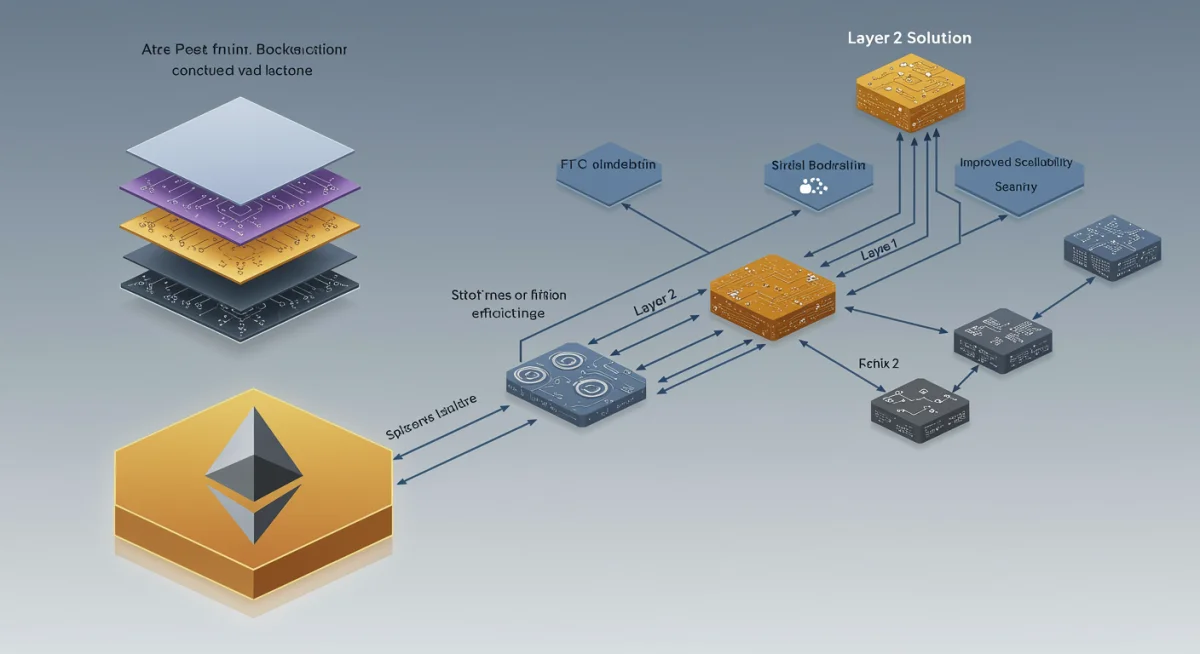 Ethereum Layer 2 scaling solutions, blockchain network illustration