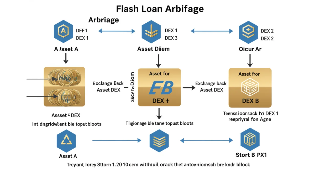 Diagram illustrating flash loan arbitrage process across decentralized exchanges