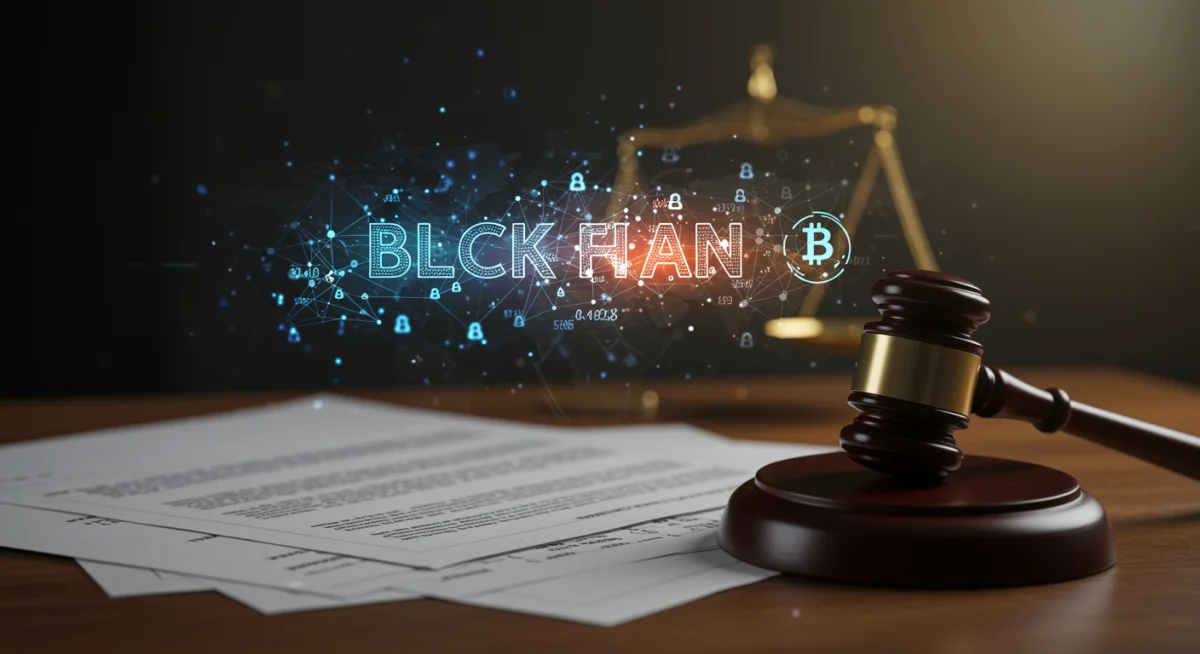 Gavel on legal documents with blockchain overlay, symbolizing crypto regulation
