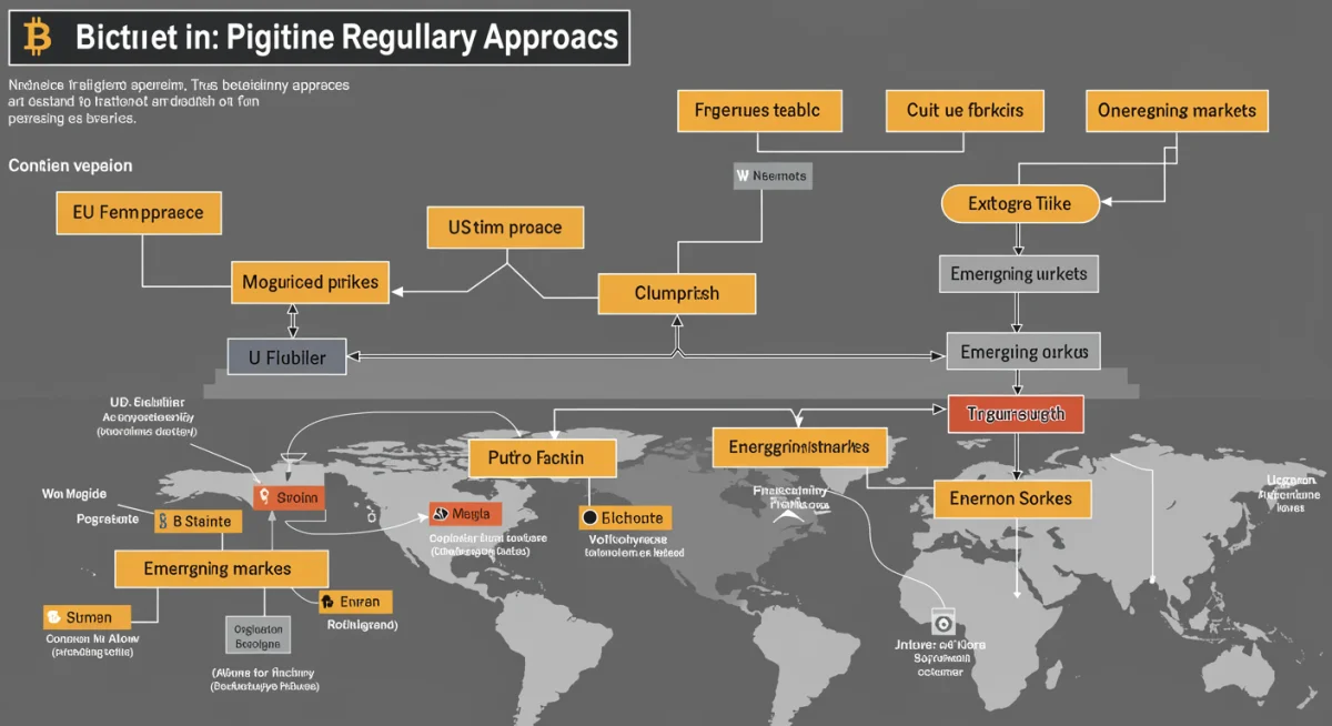 Infographic comparing global Bitcoin regulatory frameworks and their impact on adoption.