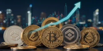 Undervalued Altcoins: 20% Upside Potential for US Portfolios in 2025 Diverse altcoins rising, symbolizing investment growth in a digital landscape for 2025.