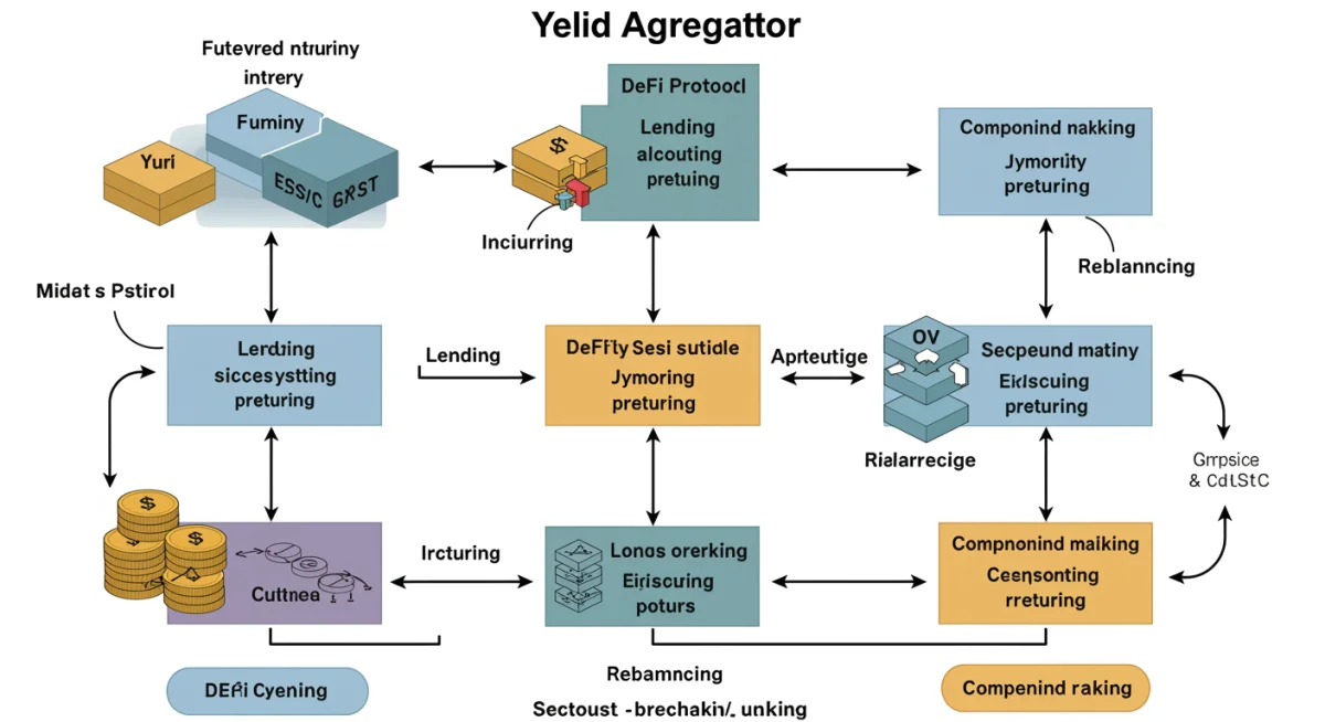 Flowchart depicting the automated process of a DeFi yield aggregator