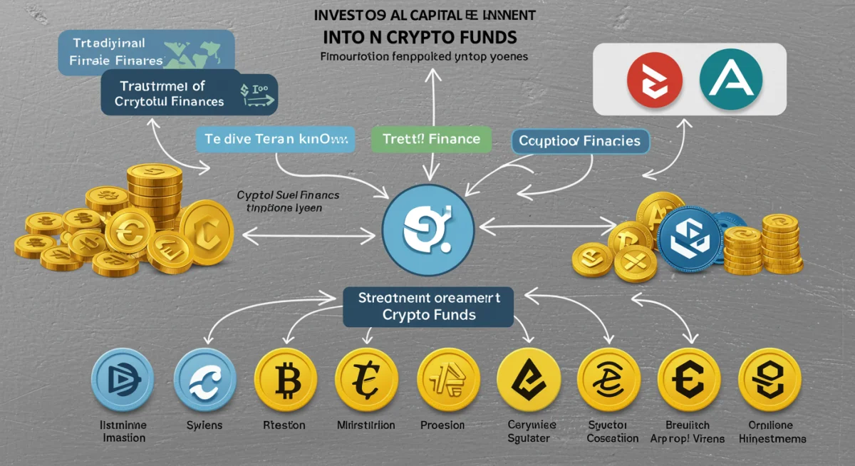 Capital flow from traditional finance into new crypto funds, illustrating investment pathways