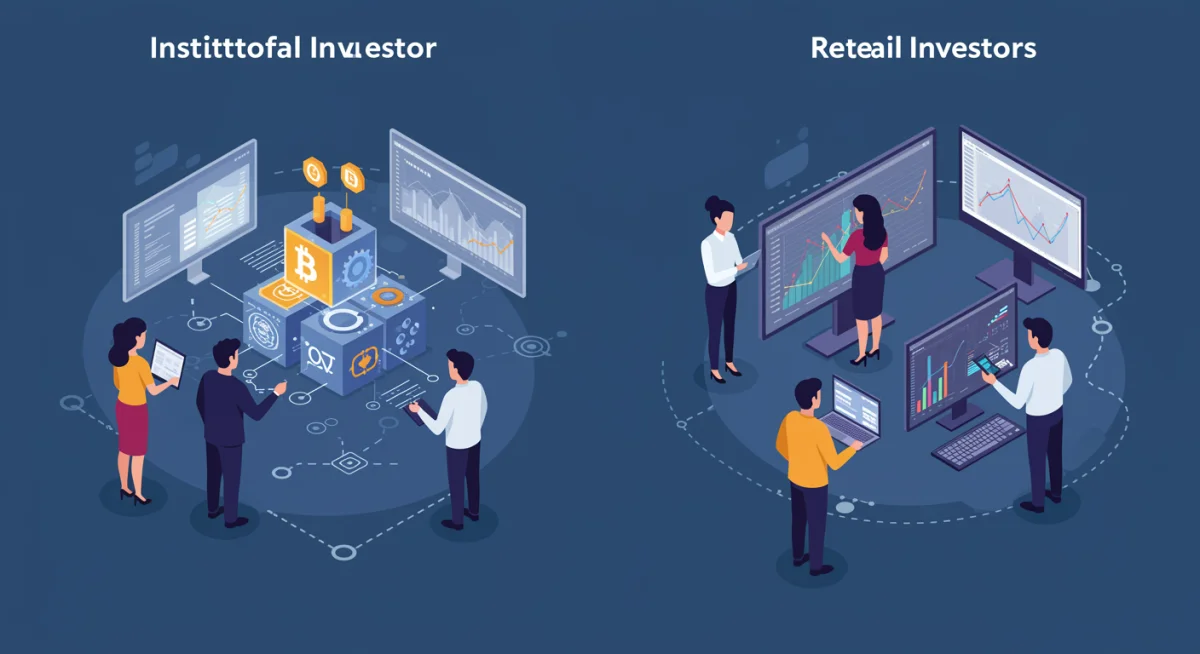 Institutional and retail investors interacting with cryptocurrency markets