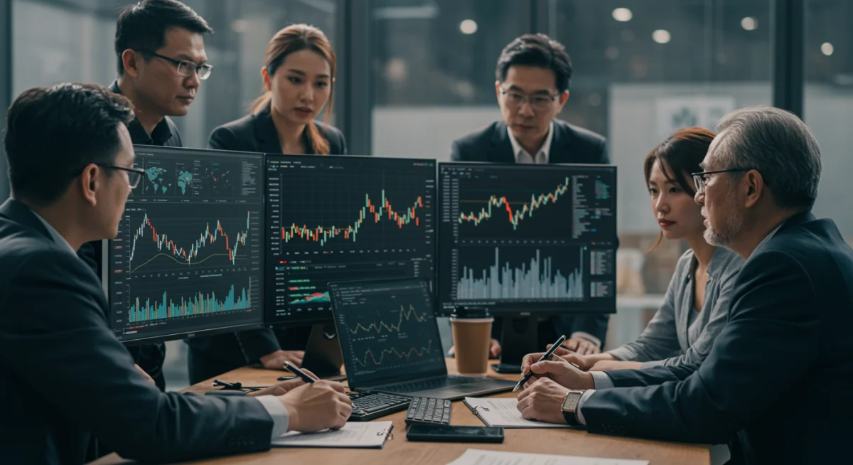 Investors analyzing crypto fund performance and market trends