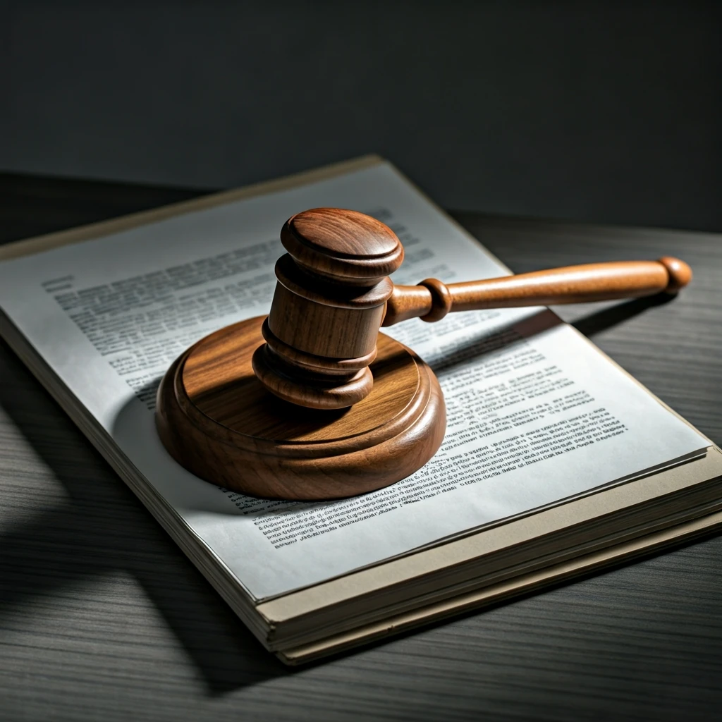 A weathered wooden gavel rests on a stack of legal documents, symbolizing evolving global cryptocurrency regulations and policy frameworks.