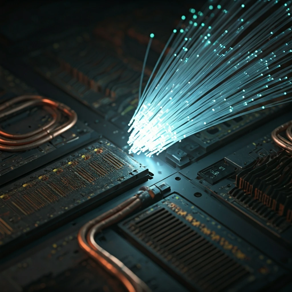A visual metaphor depicting the transition from Proof-of-Work to Proof-of-Stake, showing old mining hardware being overtaken by new, energy-efficient staking technology.