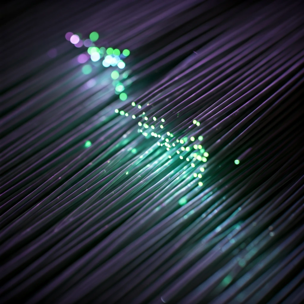 Extreme macro view of glowing fiber optic cables and microscopic circuit pathways, symbolizing Ethereum's evolving network.