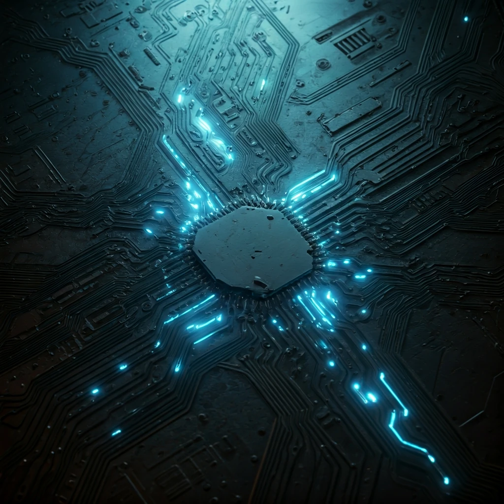 An extreme close-up of glowing, interconnected digital circuit pathways on a dark metallic surface, symbolizing the evolving Ethereum network.