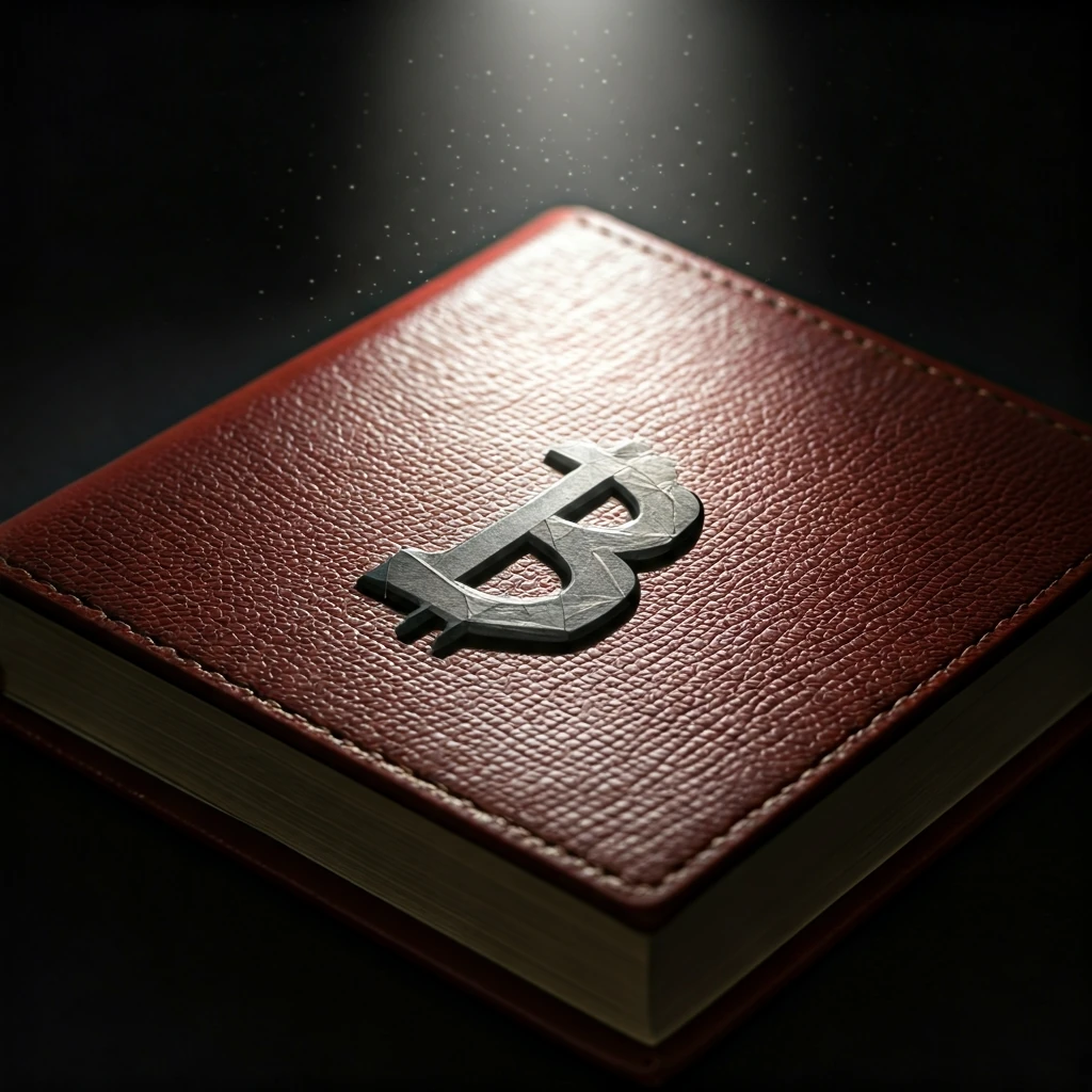 A close-up of an old, leather-bound book with a cryptocurrency symbol, hinting at hidden complexities beneath a simple exterior.