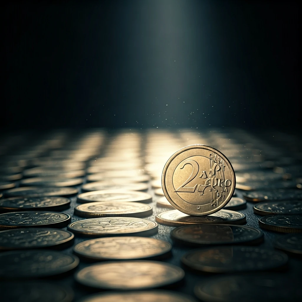 A single, sharply defined metallic coin in the foreground, contrasted with a vast, blurred grid of countless similar coins receding into the background, illustrating the difference between individual price and total market capitalization in cryptocurrency.